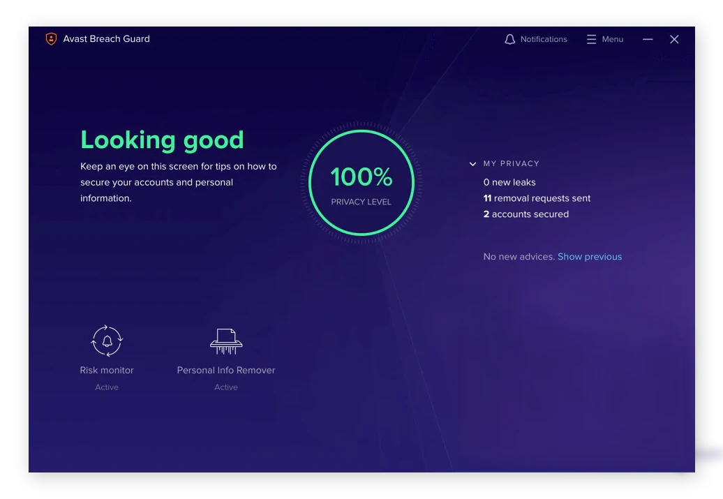 Avast BreachGuard 的暗网监控工具