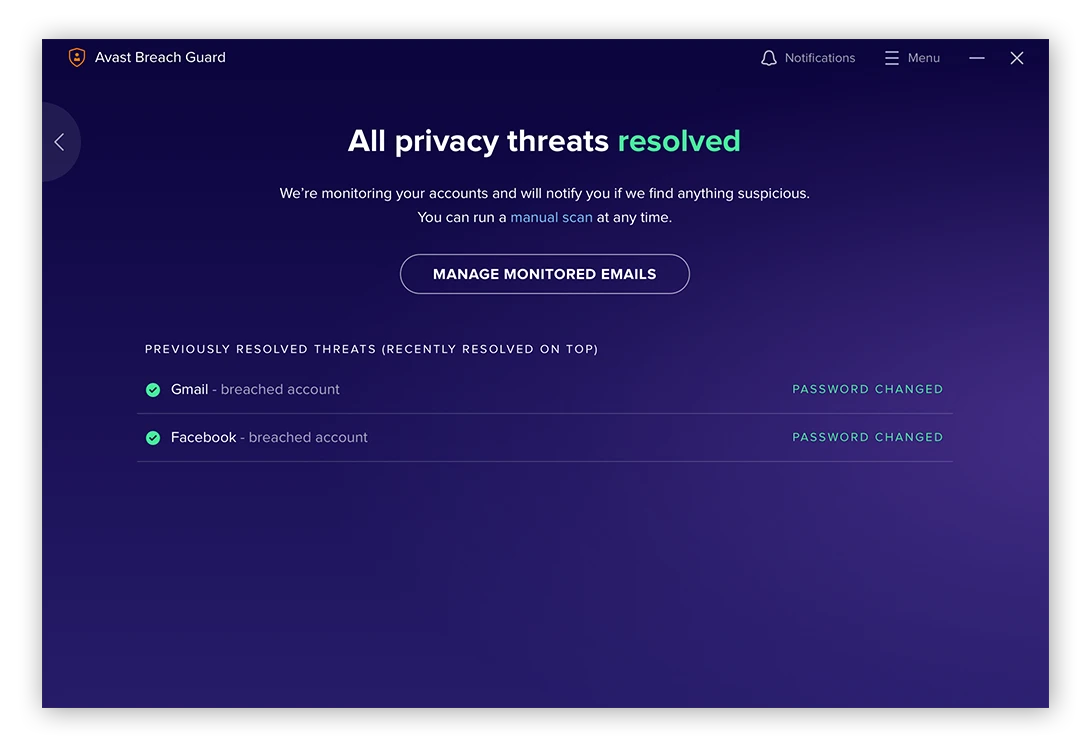 Avast BreachGuard 的隐私报告